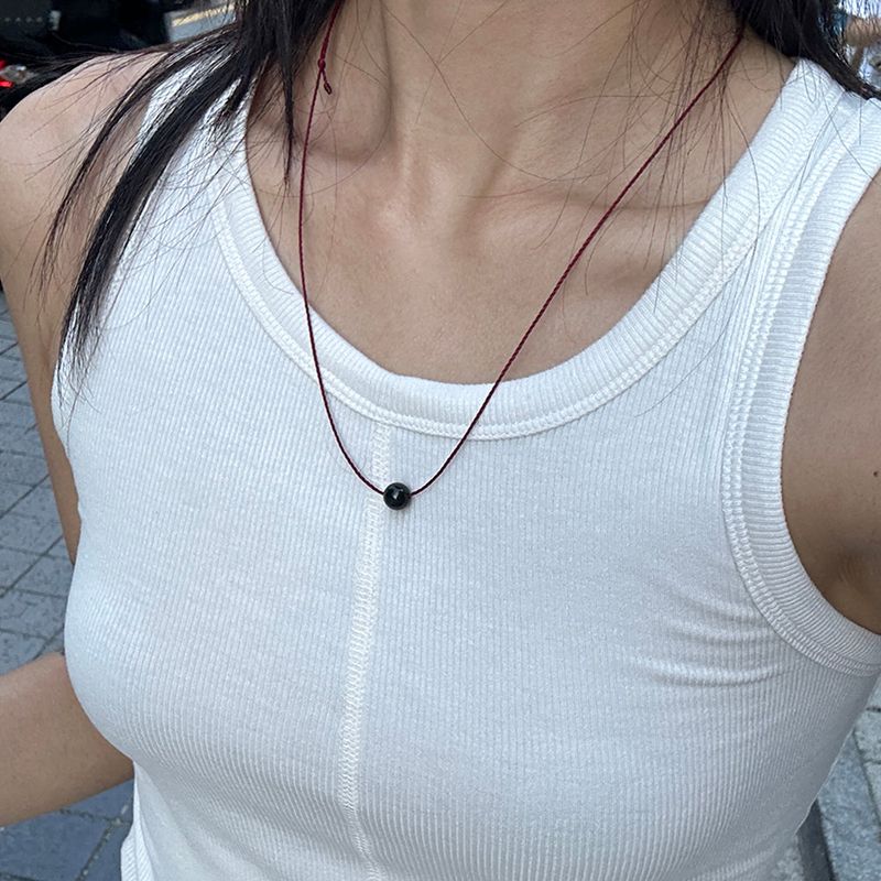 BLACK BALL ROPE NECKLACE