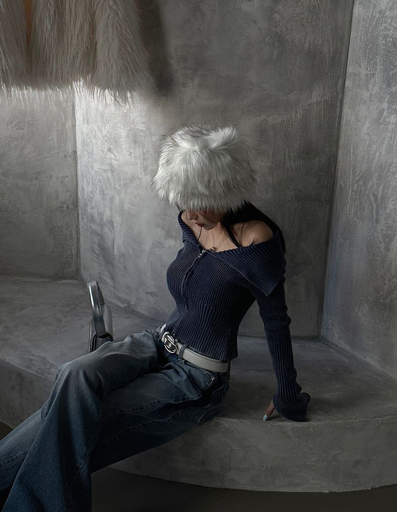 Raccoon Mix Fake Fur Bucket Hat