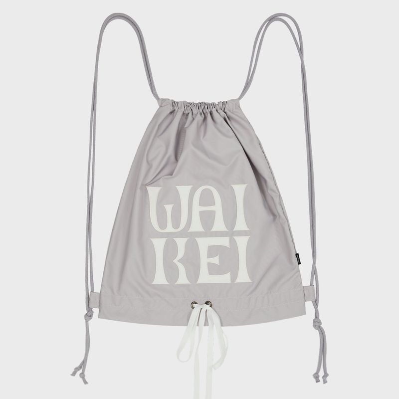 Logo applique ribbon string bag