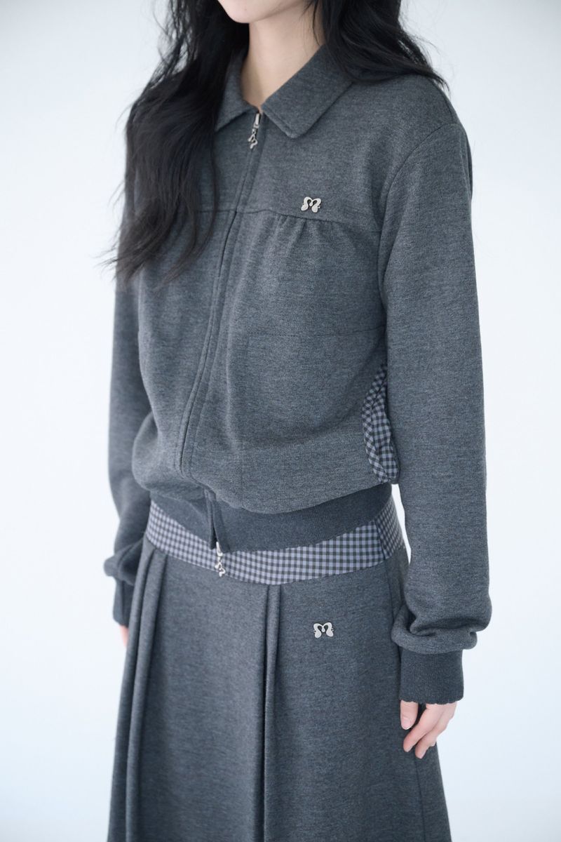 MINI CHECK SWEAT JK CHARCOAL