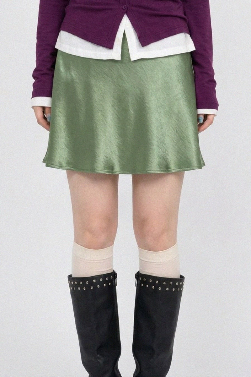 SATIN A-LINE MINI SKIRT (5COLORS!)
