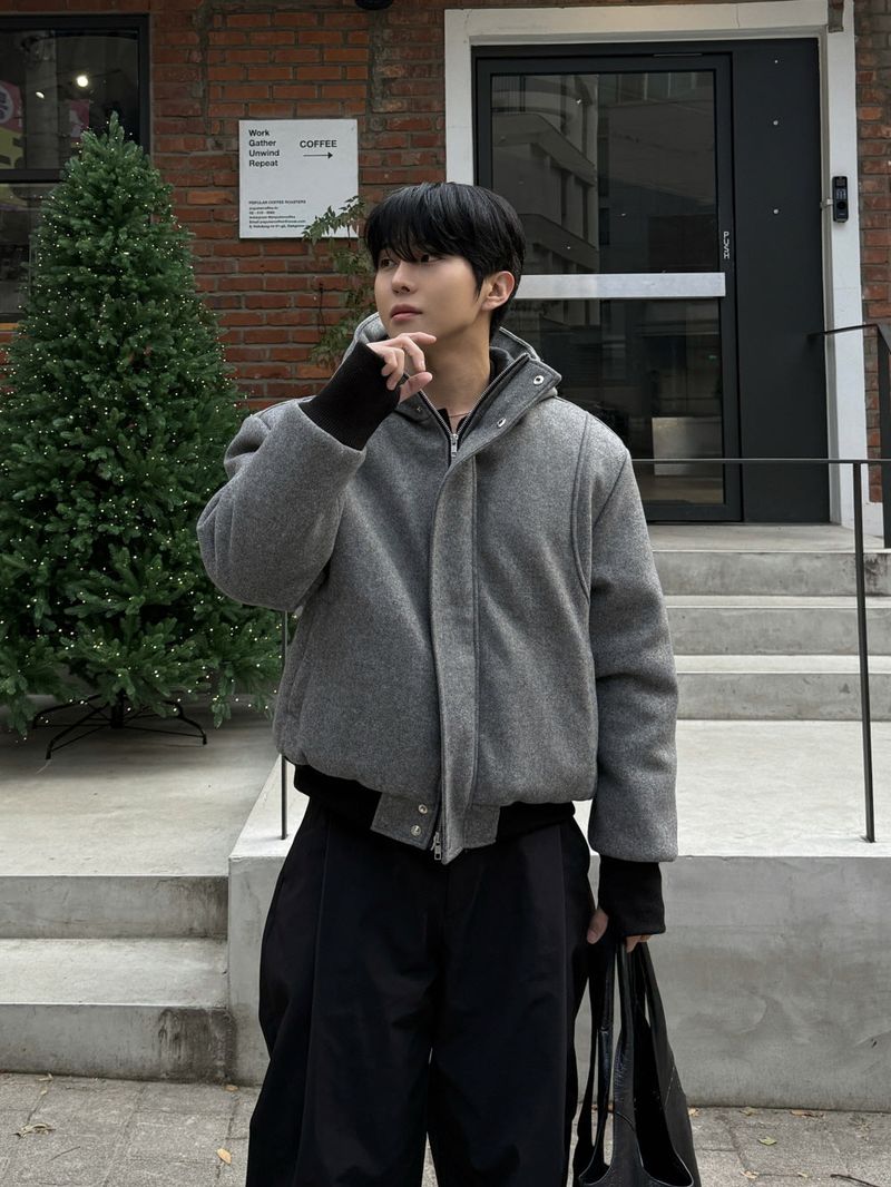 (fleece ver) Unbalanced pintuck curved pants