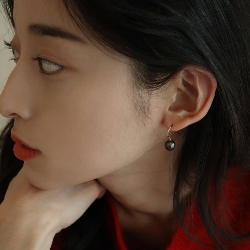 14K goldfilled hook balck pearl earring