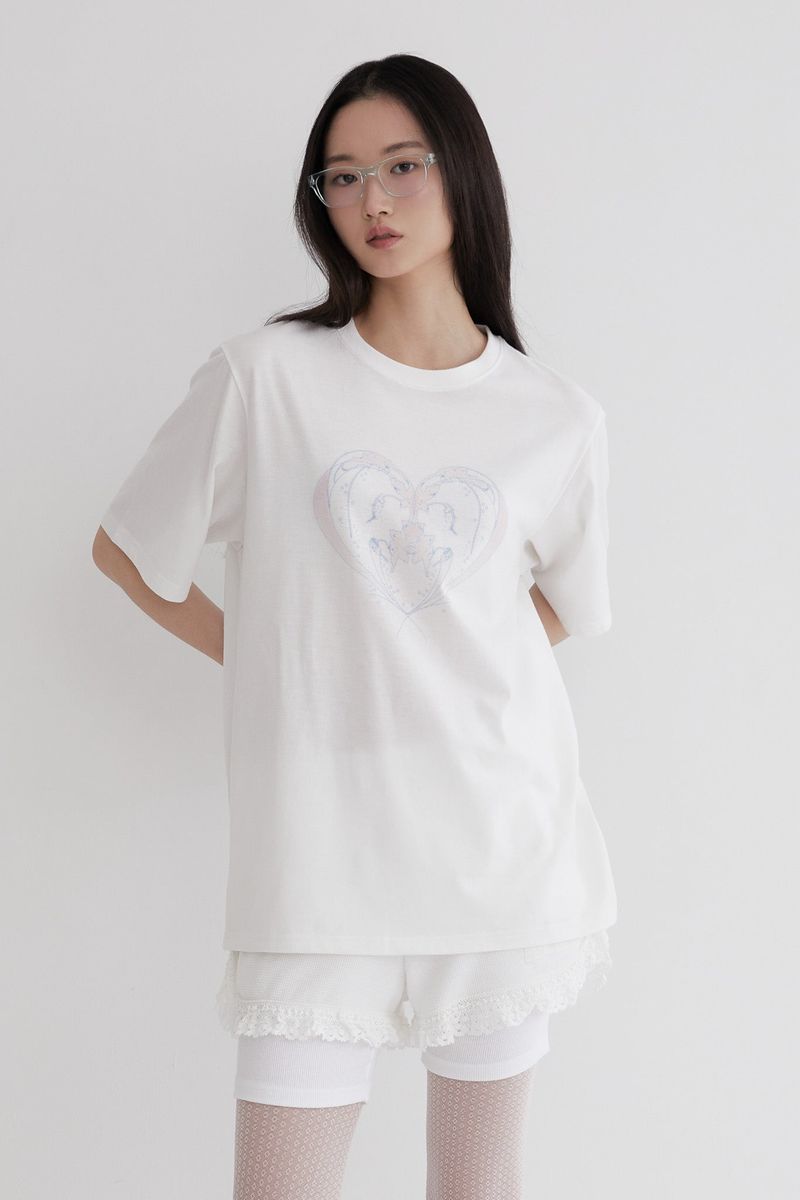 Innermuseum(インナーミュージアム)の「Heart plant overfit T-shirt(AQUAPINK)(Tops)」