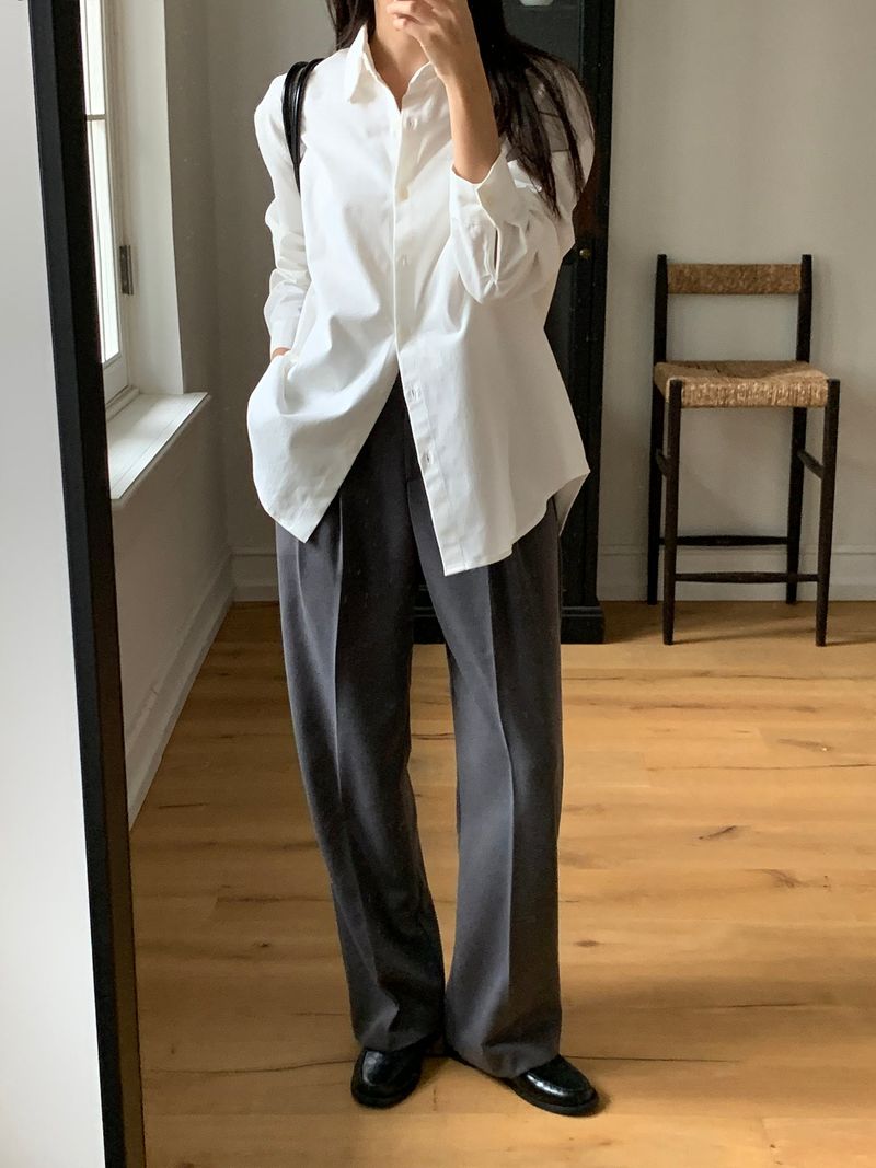 luch wool pintuck wide slacks