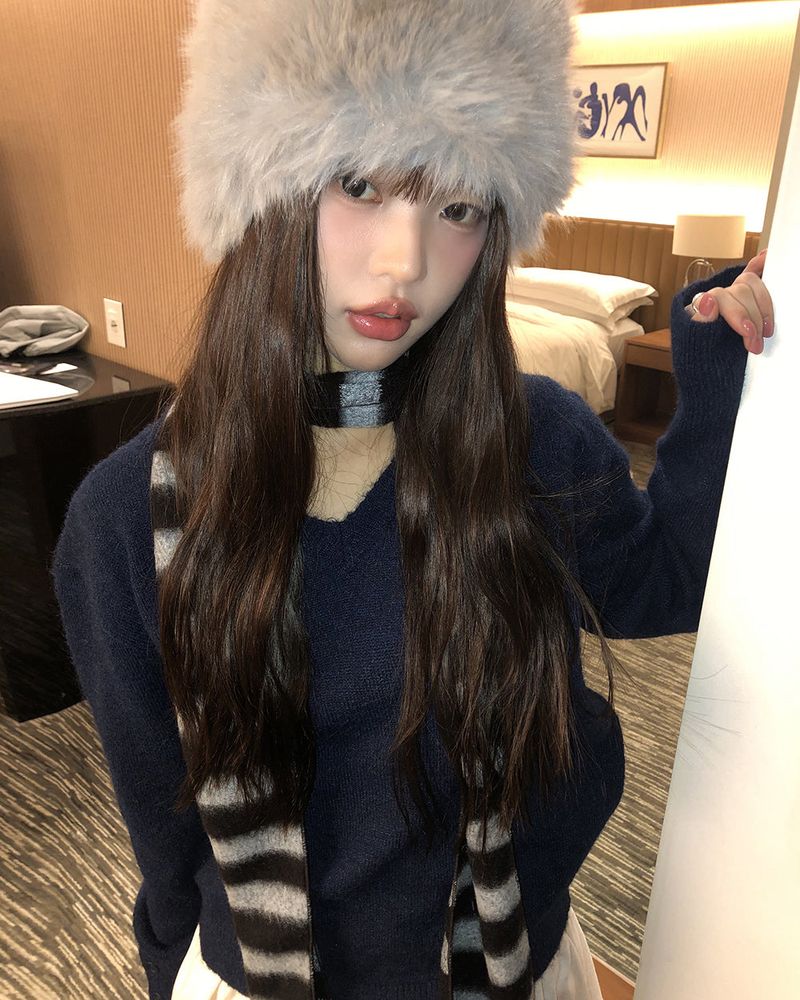 Eha Button Warmer Wool V-neck Knit
