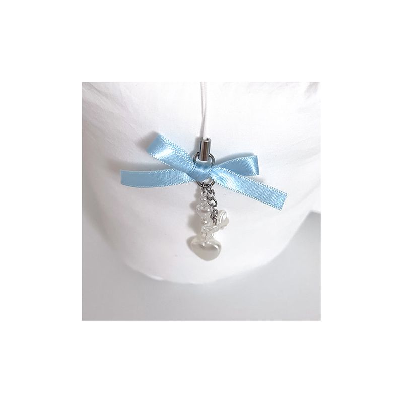 [Handmade] Blue satin ribbon phone keyring