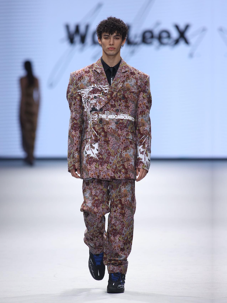 Maroon Floral and White Pattern Trousers