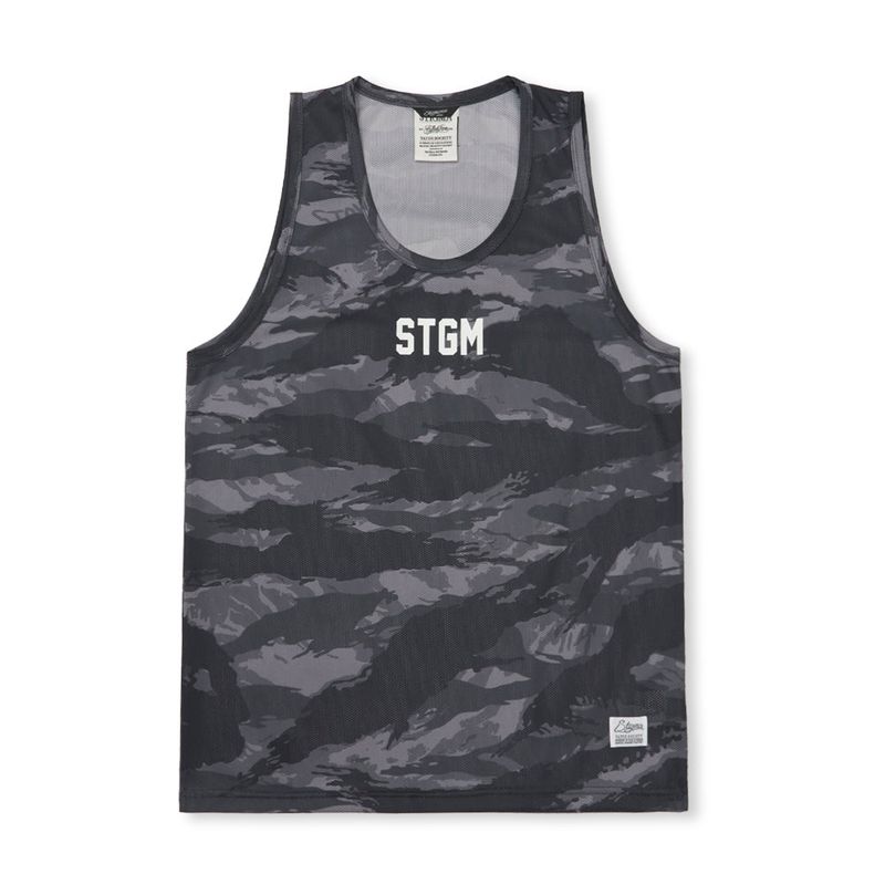 Mesh Oversized Sleeveless Tiger Camouflage