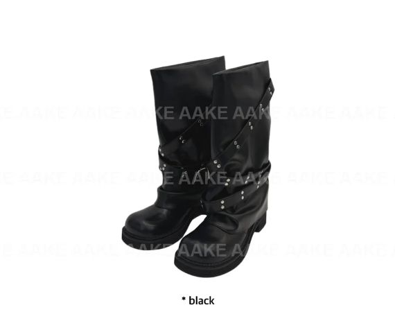 STUD HARNESS BIKER BOOTS