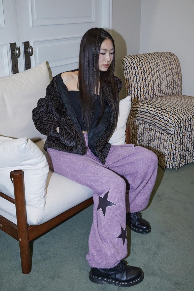 STAR patched pants / grape