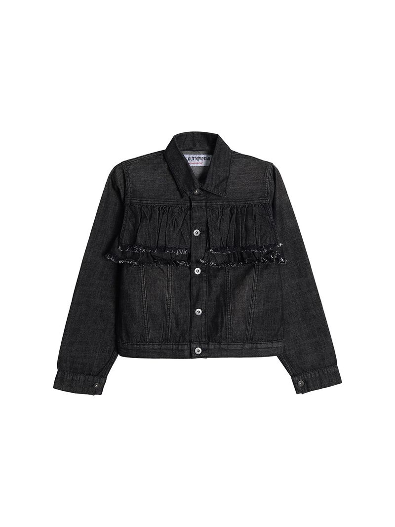 FRILL DENIM JACKET / BLACK