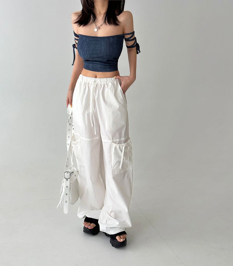 strap denim crop top