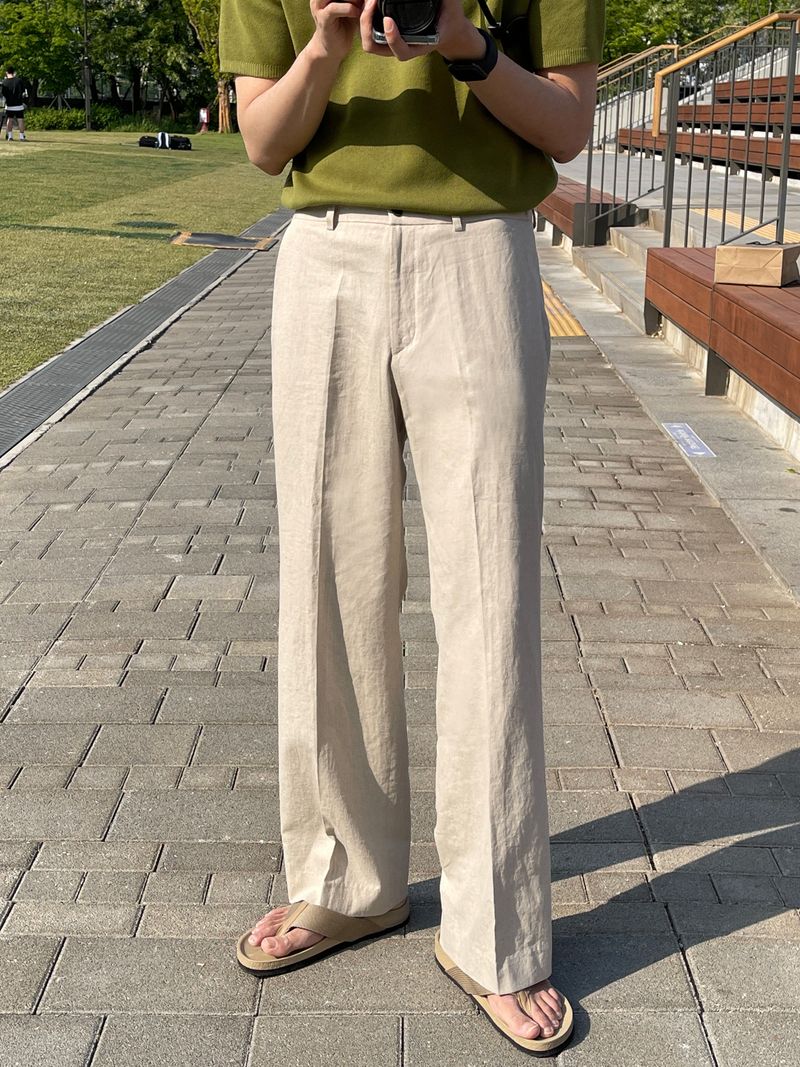 Summer linen ice back banding slacks (3 colors)
