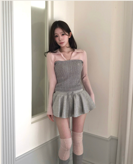 cloudemotion(クラウドエモーション)の「blush pink & gray tone collar nt(Tops)」