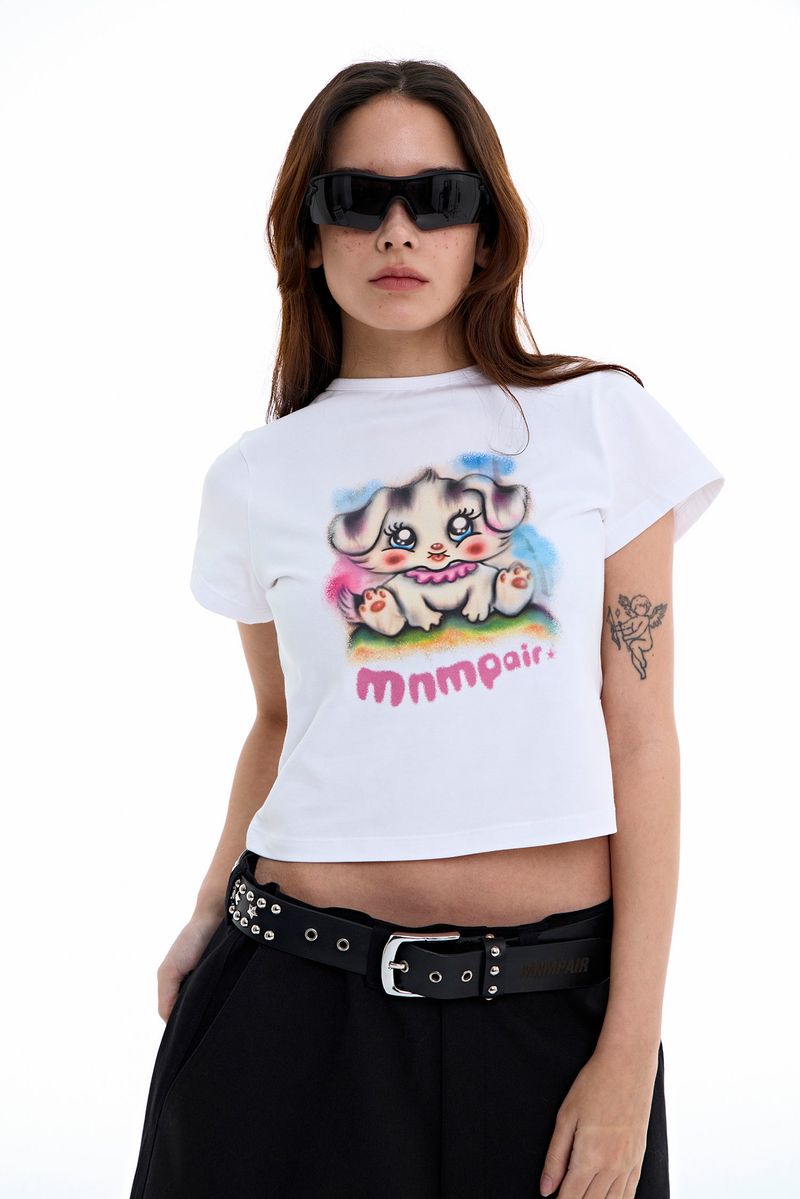 MNMPAIR(ミニマルペア)の「Airbrush Puppy Tee(Tops)」