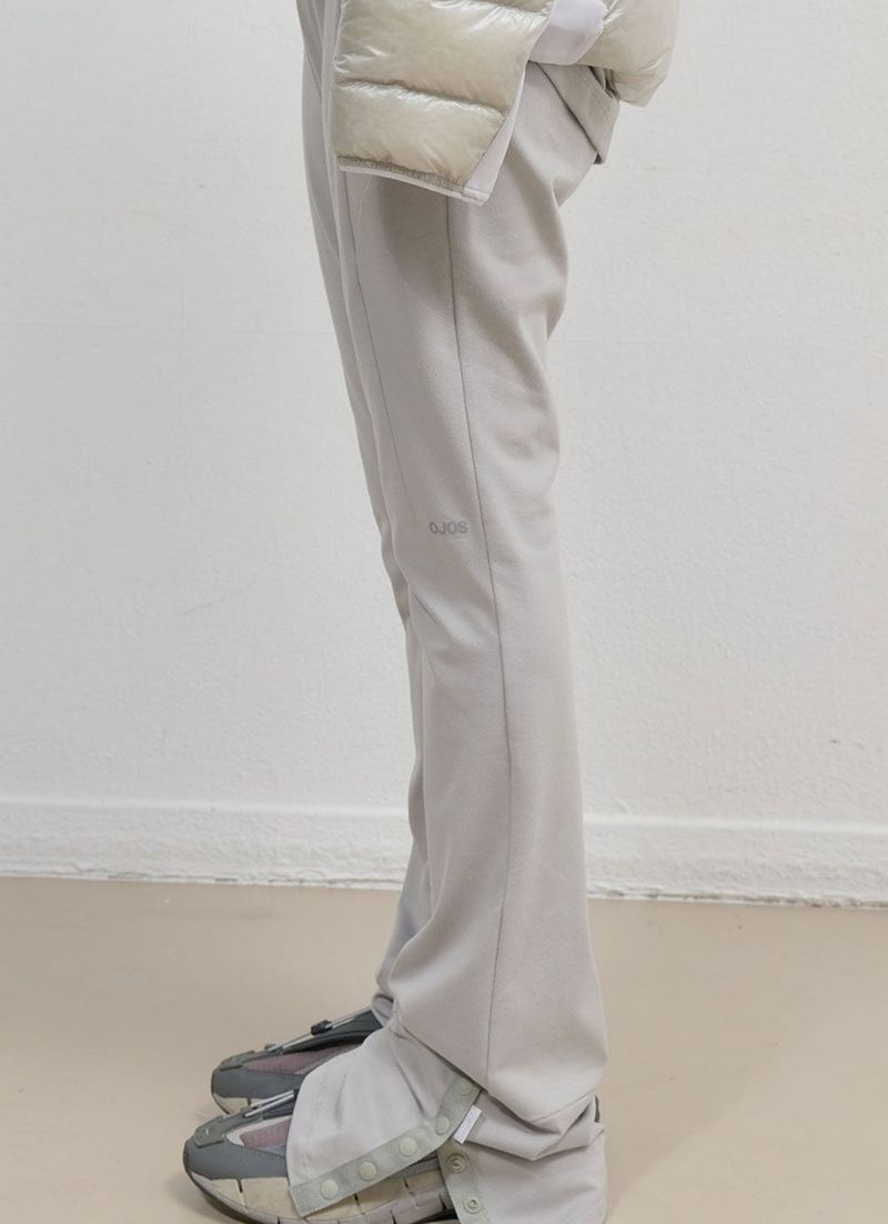 Button Slit Bootcut Pants / Mint Grey