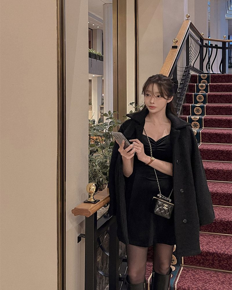 【MADE】Velvet mini dress