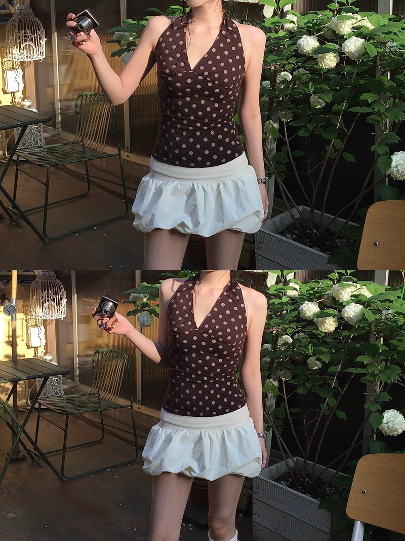 Vintage Dot Halter Sleeveless