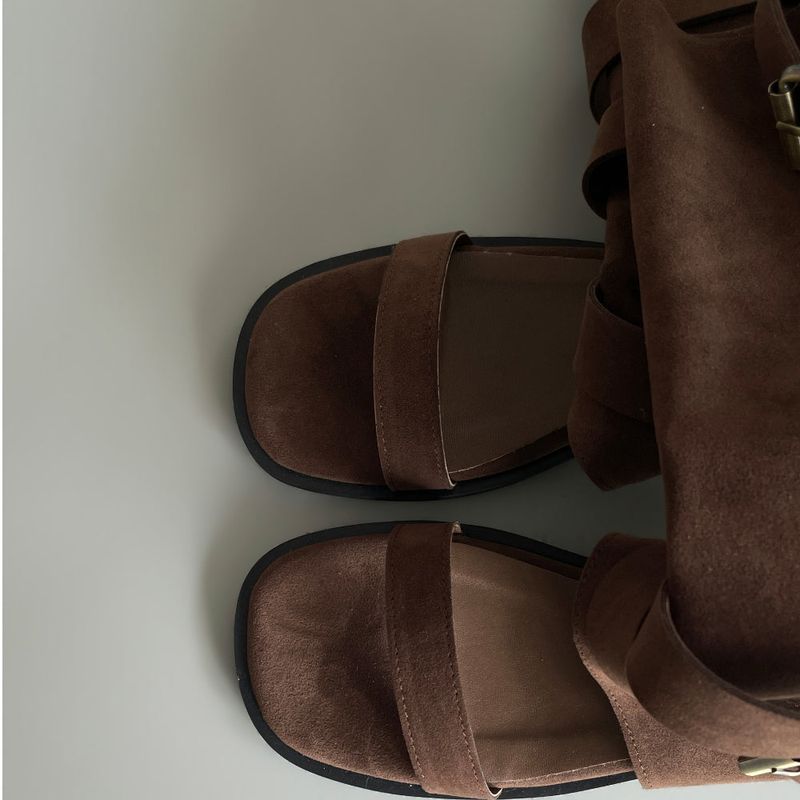Log Open-toe Two-way Belt Summer Flap Boots