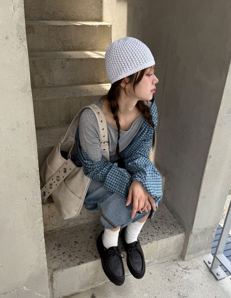 ribbon short beanie