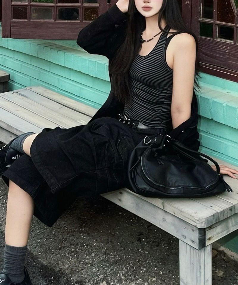 Stripe Haulter Neck Sleeveless