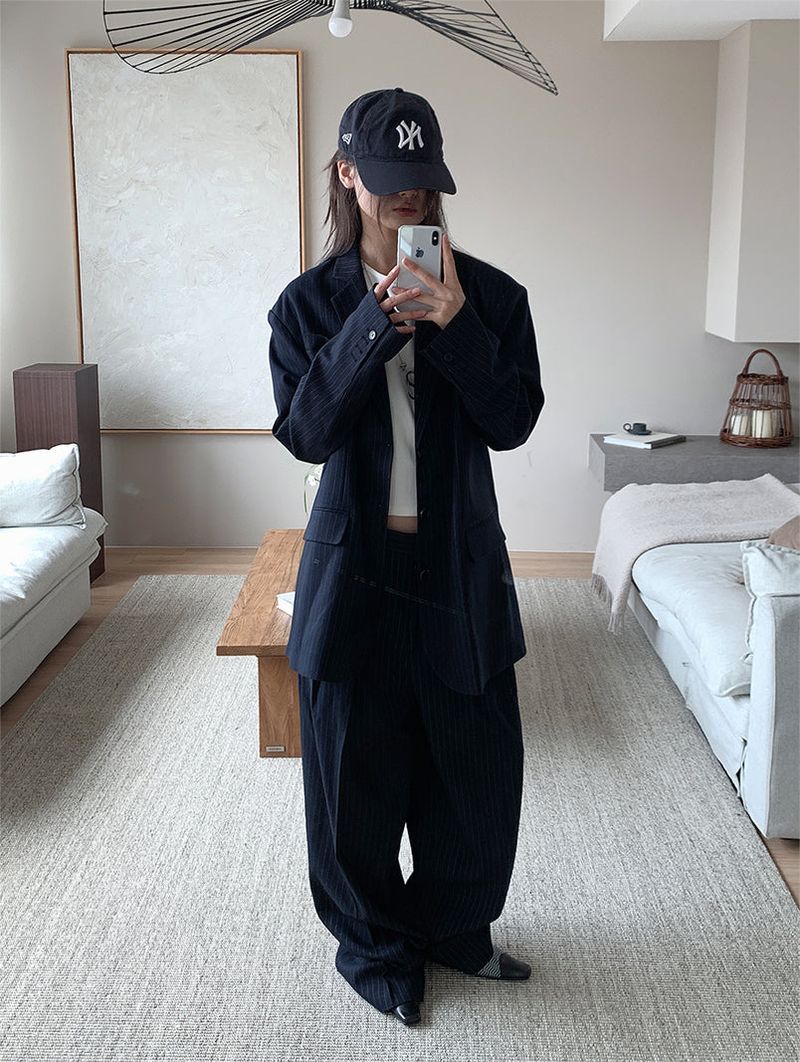 PAPERMOON PIN STRIPE PLEATE TROUSER