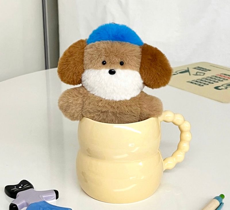 [MADE] Blue beanie puppy - key ring