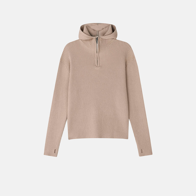 Tail hooded warmer knitwear