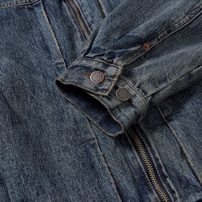 Mounted denim short jacket / Vintage blue