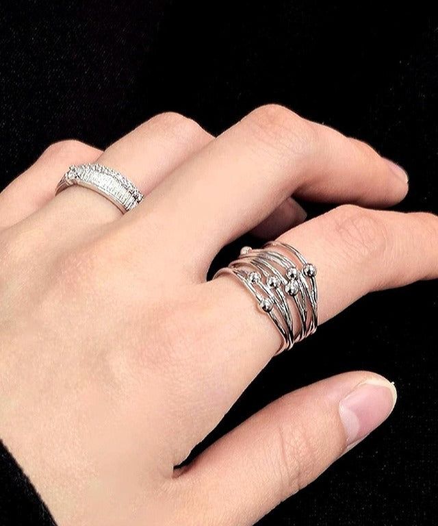Silver Ball Orbit Layered Bold Ring