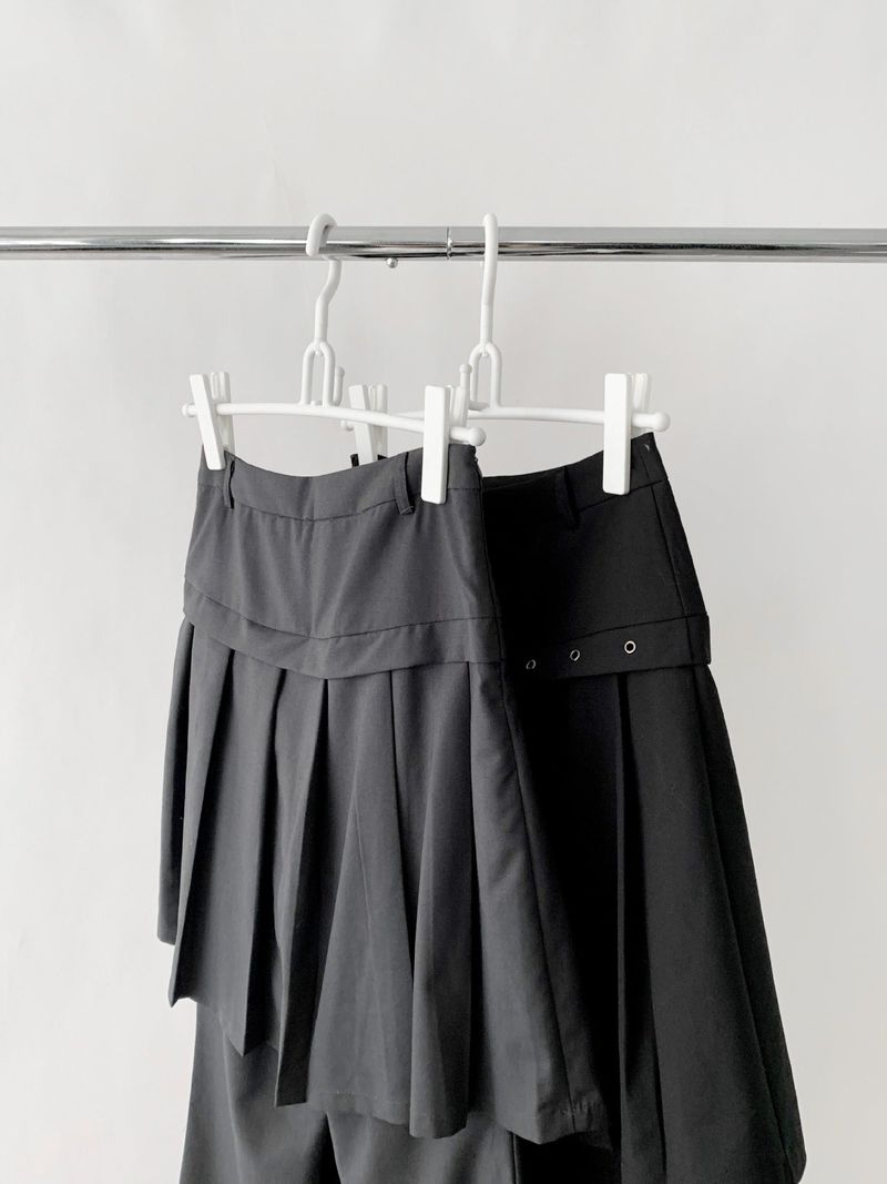 Fake Pleats Skirt Casual Pants