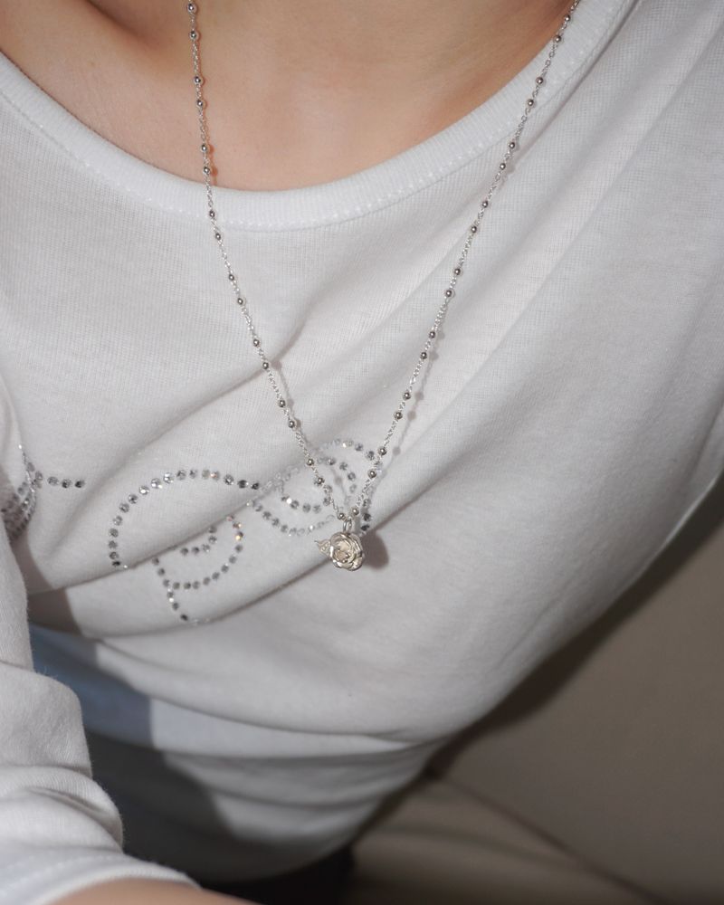 [925SILVER] PURE ROSE PENDENT NECKLACE