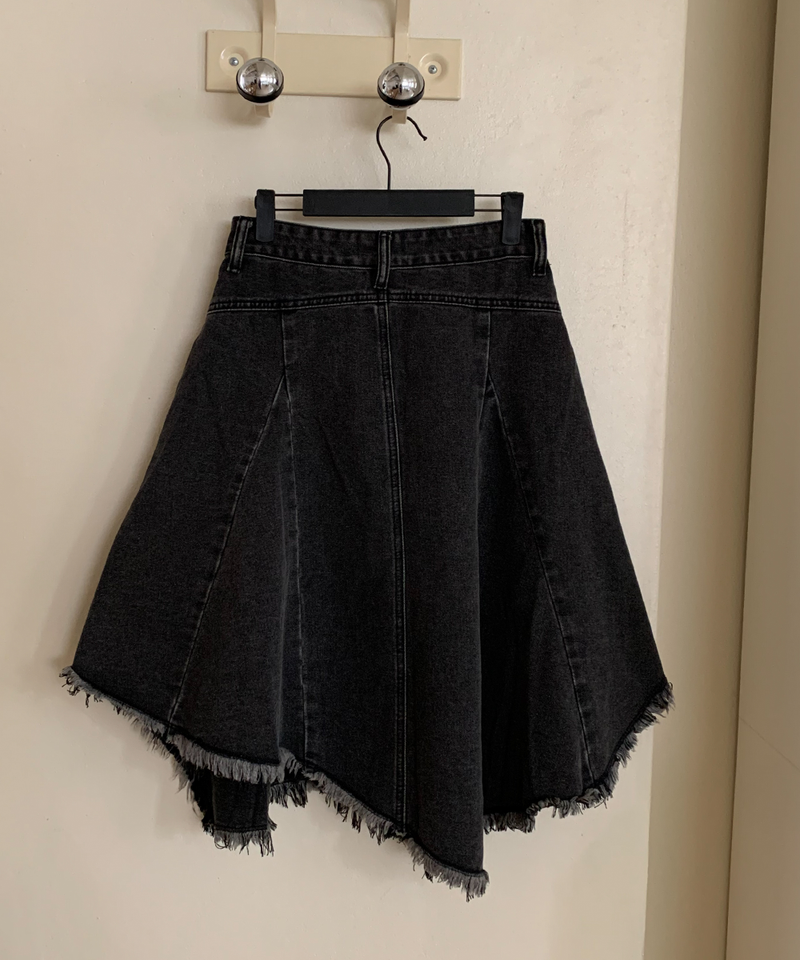 Nairo Unbalance Denim Surgery Midi Skirt