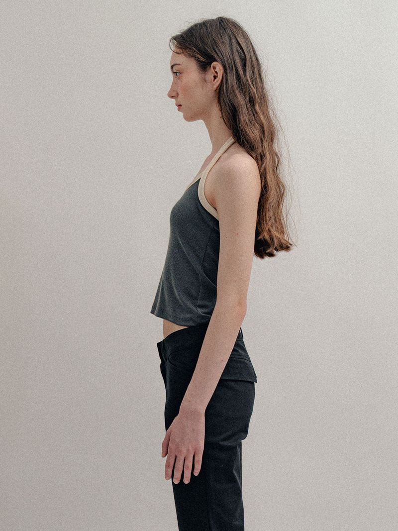 Ribbed Halter Top_Charcoal