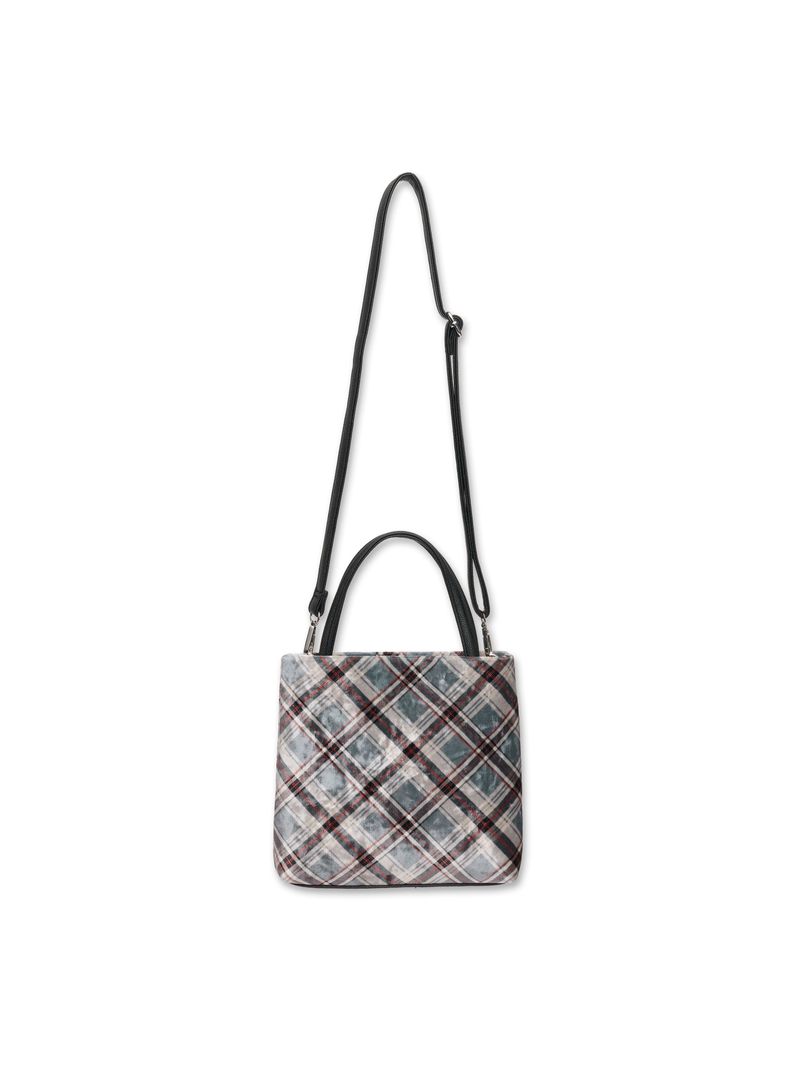 check mini velvet cross bag [charcoal]