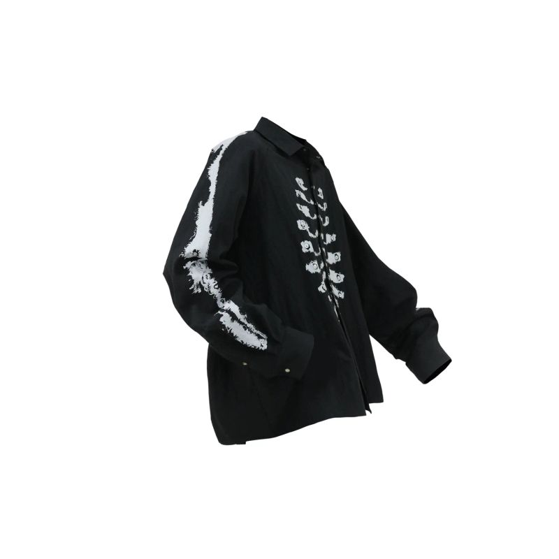 RELABEL('BONE) Lyocell cotton texture, rock pattern, bone gemstone, rivet button, silhouette, long-sleeved shirt