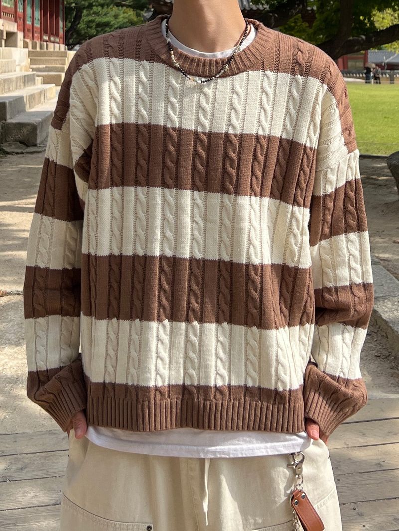 Oversized Striped Cable Knit (4 colors)