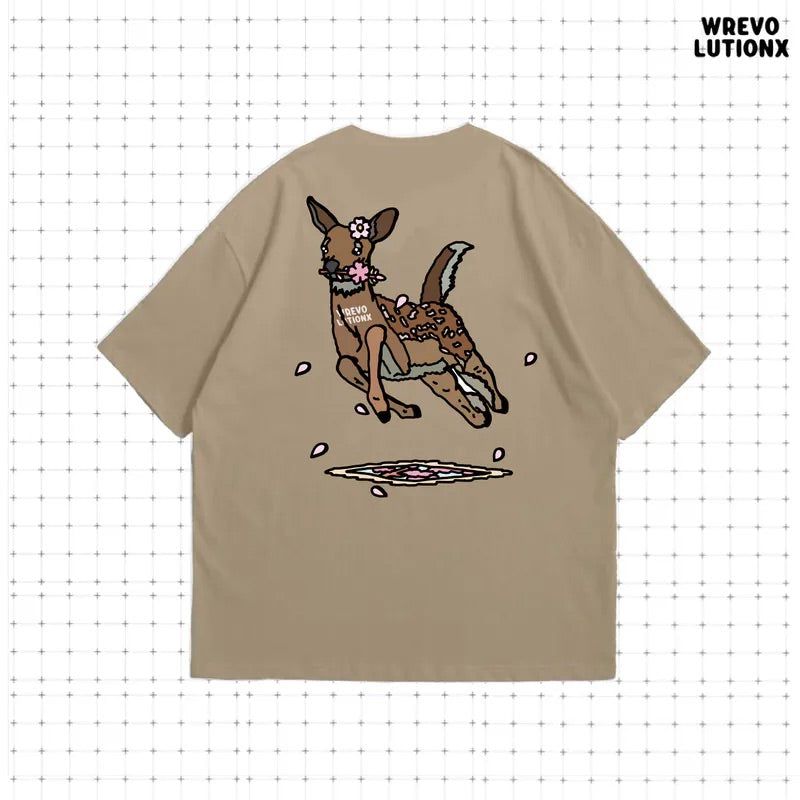 WREVOLUTIONX by WooLeeX（レボリューションエックス バイ ウーリーエックス）の「Sakura Bambi T-Shirt(Khaki)（Tops）」