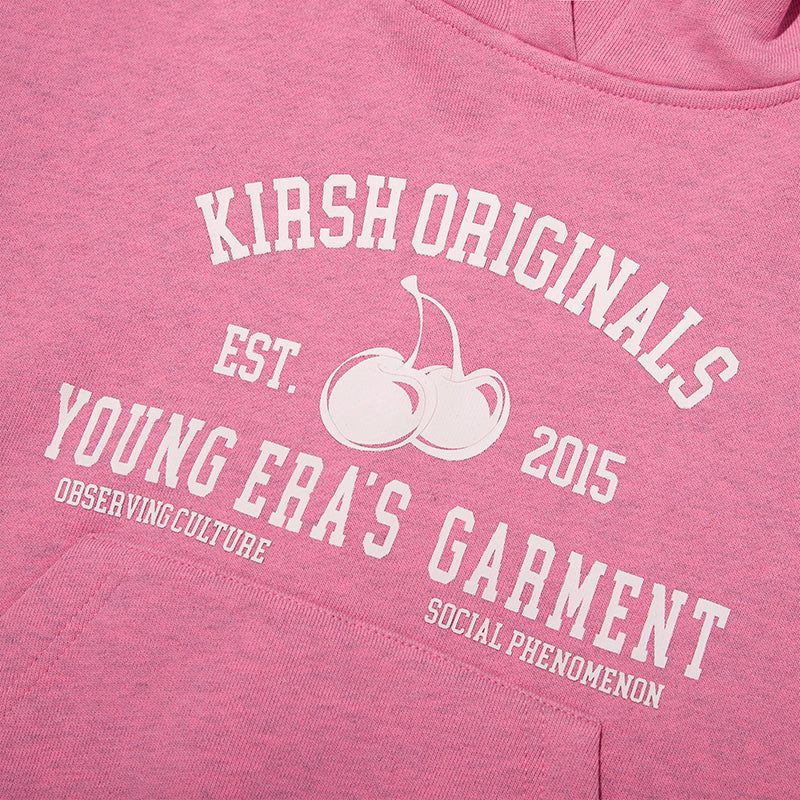 CHERRY ARCH LOGO CROP HOODIE [PINK]