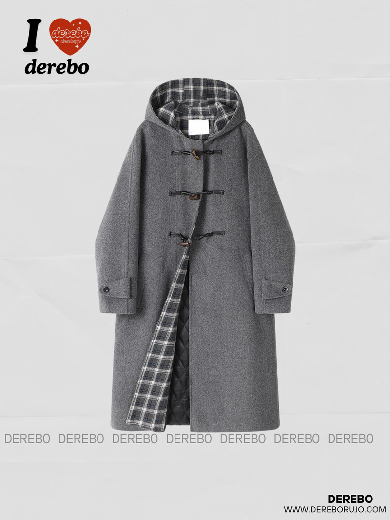 dereborujo（ドレボルゾー）の「wool checkered hooded toggle quilting quilted long coat（Jackets/Outerwear）」
