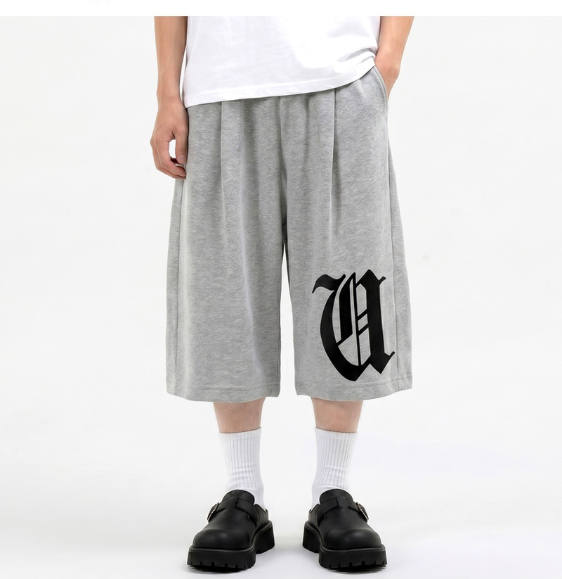 Balloon Curved Sweat Bermuda Pants Gray Gothic