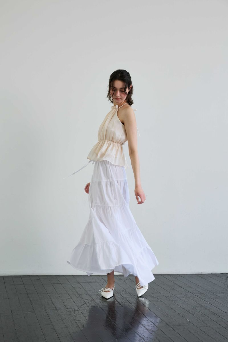 PEARL HALTERNECK TOP / IVORY