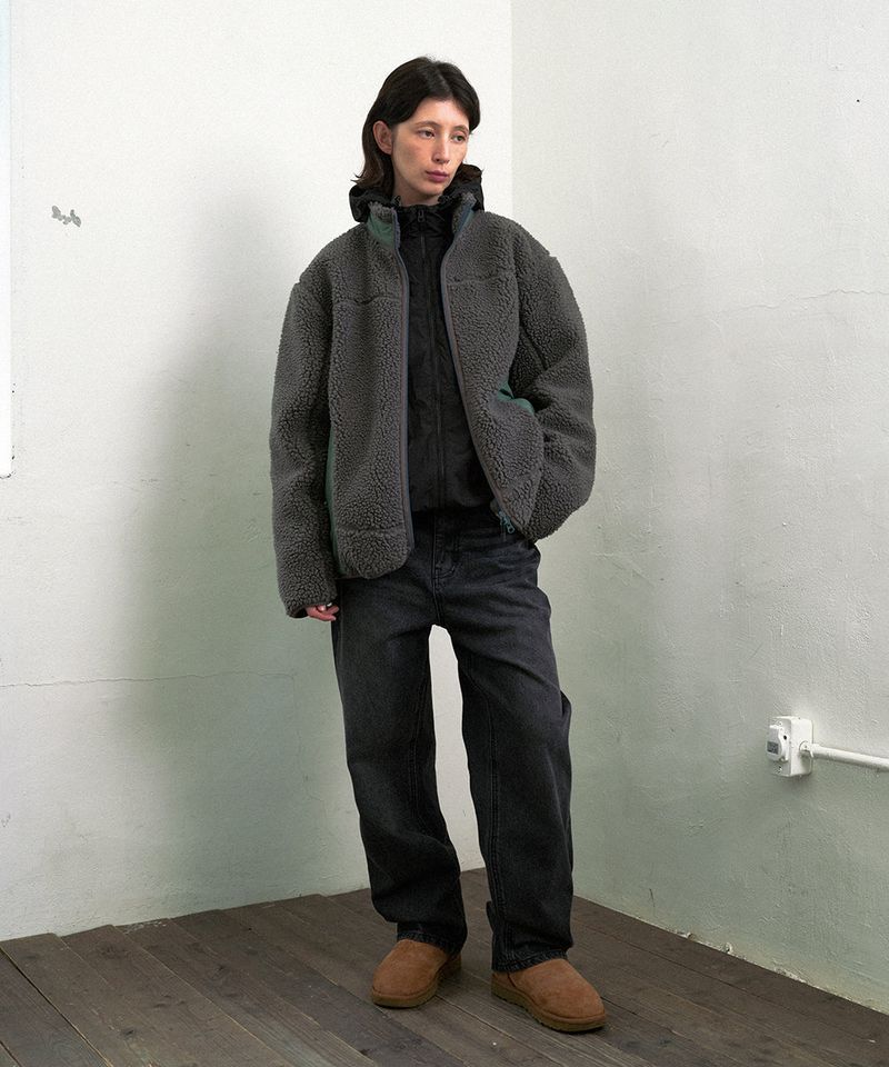 CURVED SHERPA FLEECE JACKET