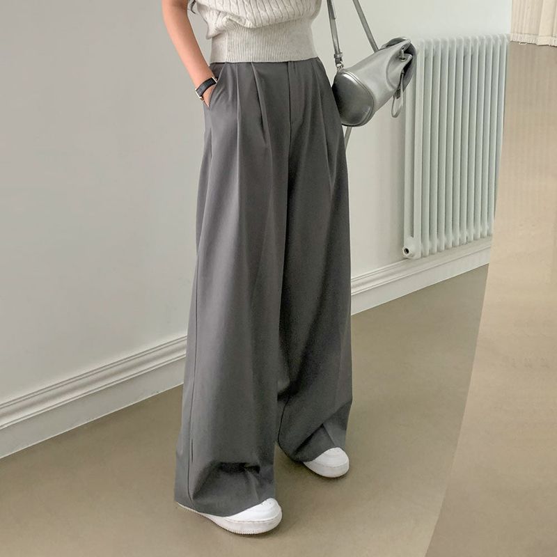 [Bellide made / Short, Long] Summer version two-pintuck wide slacks