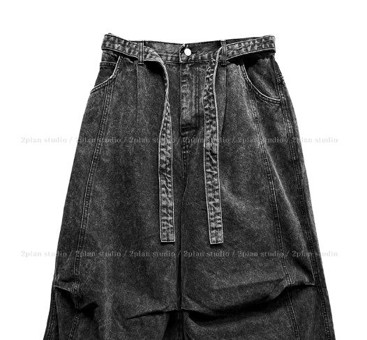 East Belted Denim Jacket Pants Set