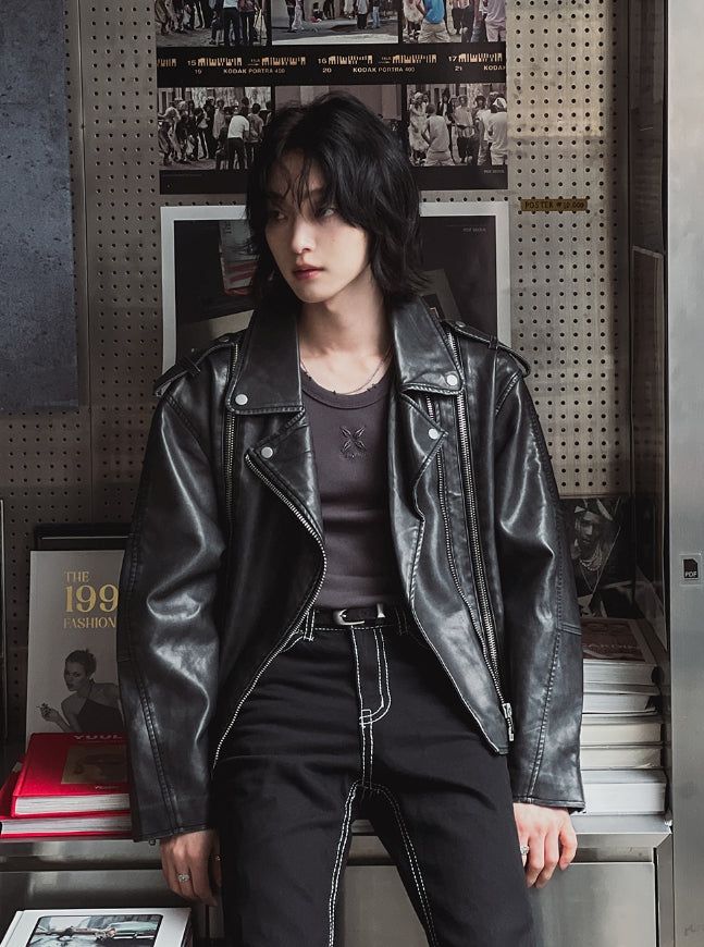 Ale Vintage Washed Crop Rider Jacket