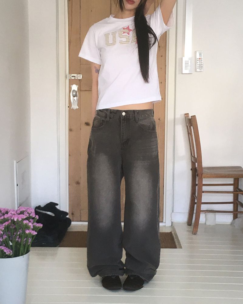 Radian Back-Banding Wide Denim Pants
