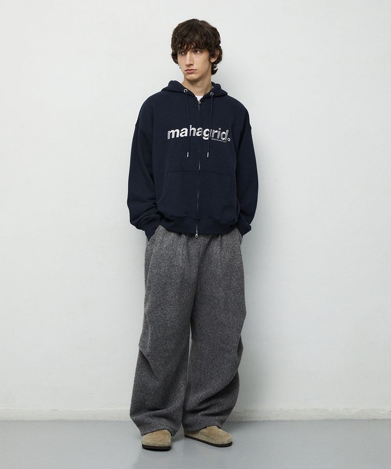 BASIC LOGO ZIP-UP HOODIE_NAVY