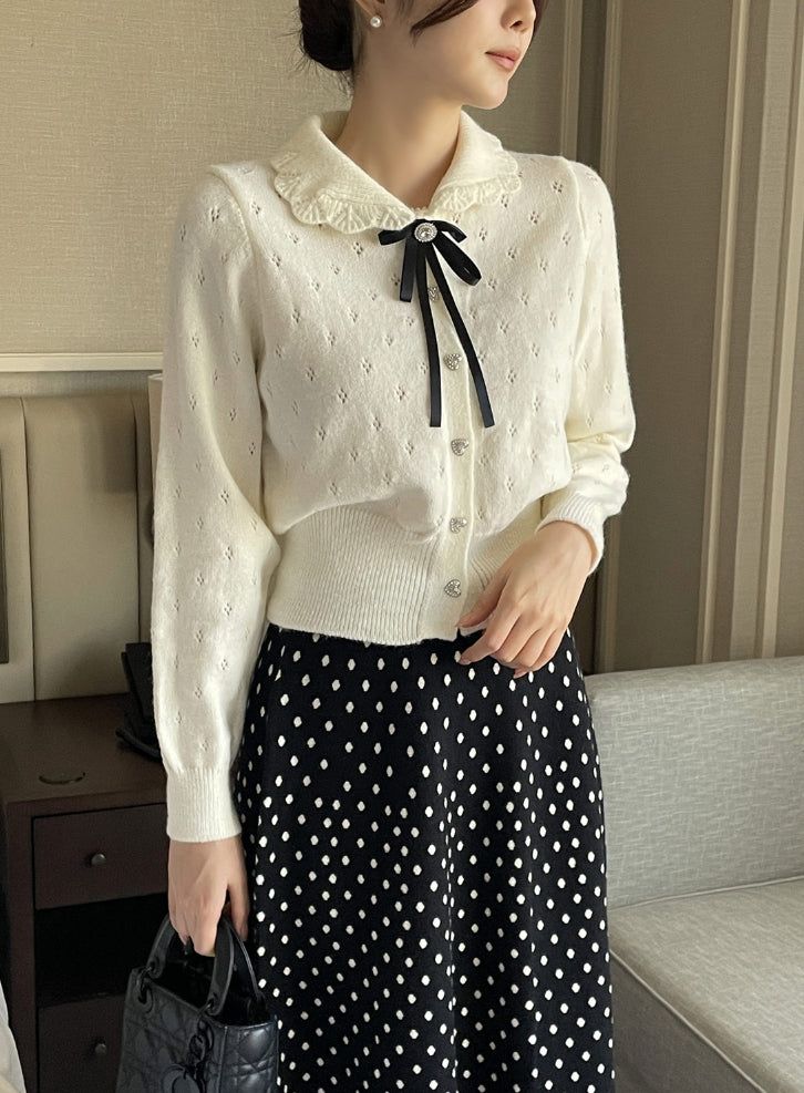 Lua Dot Knit Banding Flare Skirt